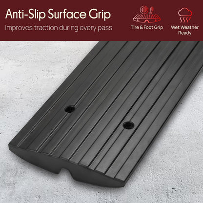 Driveway Curb Ramp - 11,000 lb Capacity, Heavy Duty Rubber, 4 ft Length