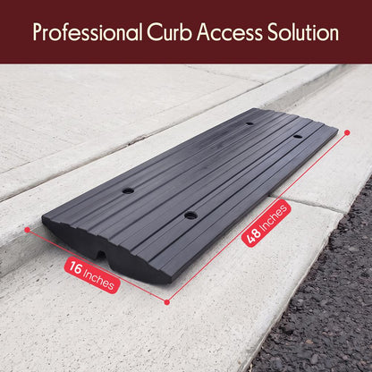 Driveway Curb Ramp - 11,000 lb Capacity, Heavy Duty Rubber, 4 ft Length