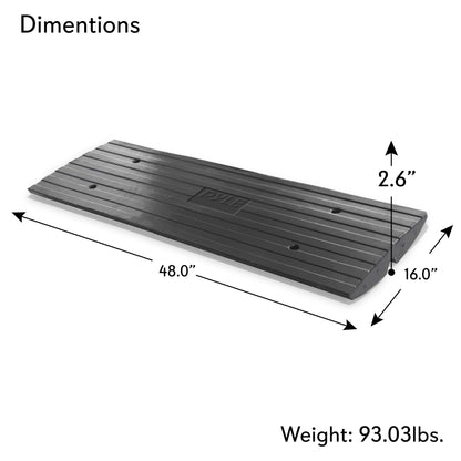 Driveway Curb Ramp - 11,000 lb Capacity, Heavy Duty Rubber, 4 ft Length