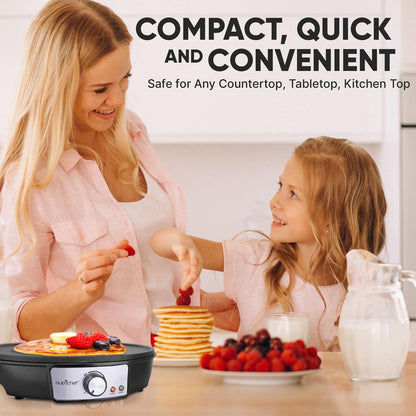 Electric Crepe Maker - Quick Cooking, Nonstick 12" Aluminum Griddle
