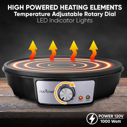 Electric Crepe Maker - Quick Cooking, Nonstick 12" Aluminum Griddle