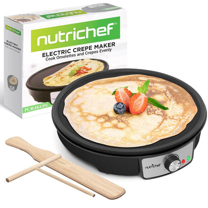 Electric Crepe Maker - Quick Cooking, Nonstick 12" Aluminum Griddle