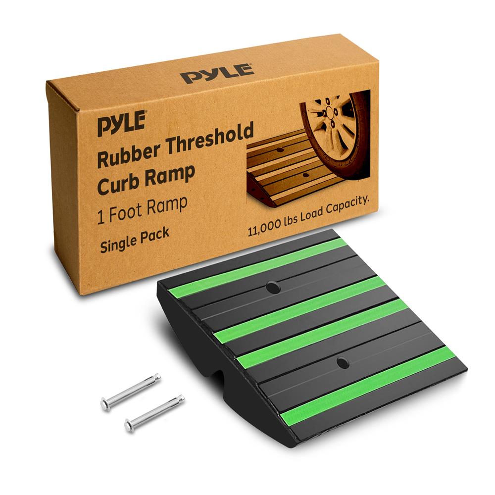 Pyleusa Ramp Rubber Curb Ramp, Smooth Vehicle Passage, Non-Slip, Green Reflective S ...