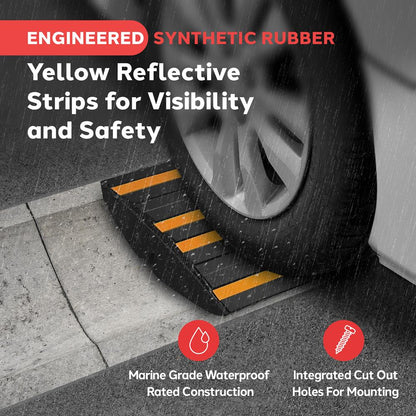 Rubber Curb Ramp 11,000 lbs Capacity Non-Slip Waterproof Yellow Strips