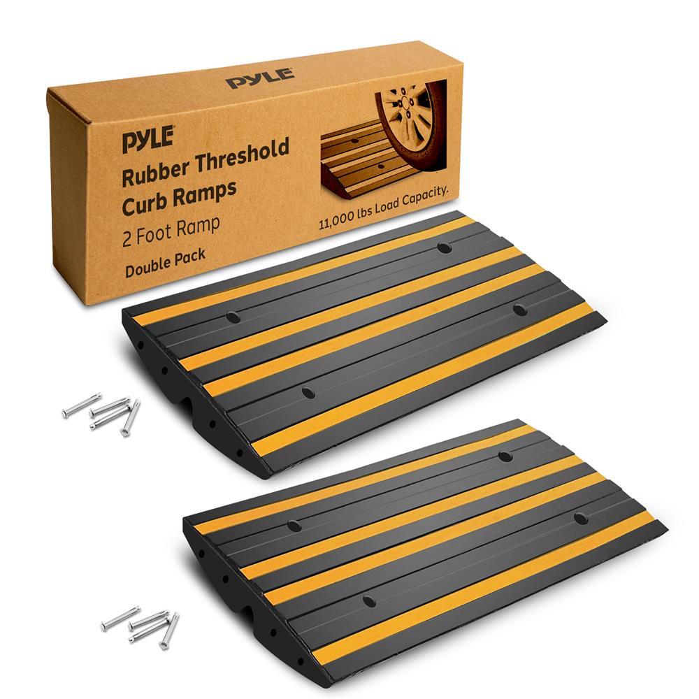 Rubber Curb Ramp Set, Non-Slip, Reflective Strips, 2-Pack, Yellow ...