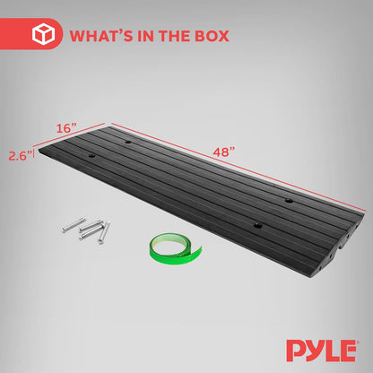 4 ft Rubber Curb Ramp, Non-Slip, Waterproof, Green Reflective Strips