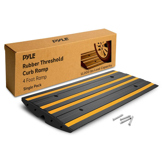 Rubber Curb Ramp, Non-Slip, Waterproof, Yellow Reflective, 4 ft