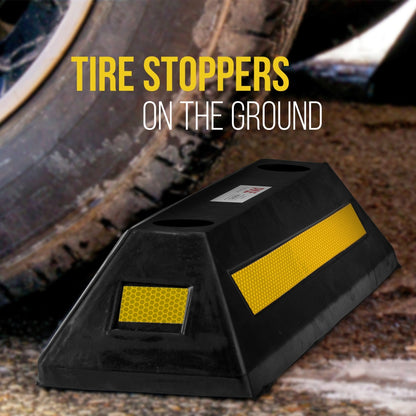Garage Vehicle Stopper, Parking Safety, Heavy-Duty Rubber, Yellow Strip