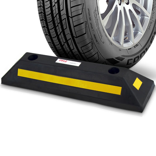 Garage Vehicle Stopper, Parking Safety, Heavy-Duty Rubber, Yellow Strip