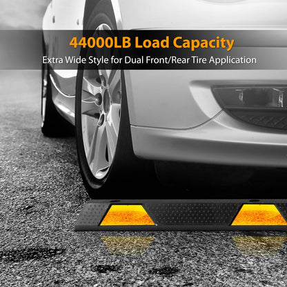 72" Heavy-Duty Rubber Wheel Stops, Reflective Strips, Pack of 2