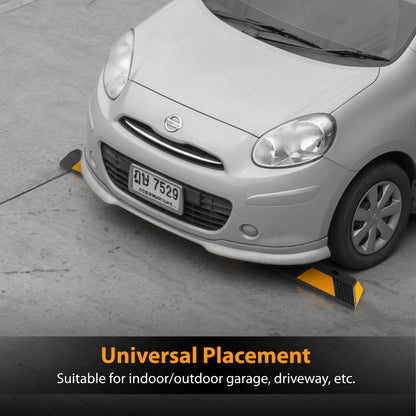 72" Heavy-Duty Rubber Wheel Stops, Reflective Strips, Pack of 2