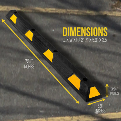 Parking Curb Stopper, Protects Bumpers, Heavy-Duty Rubber, Yellow Strips