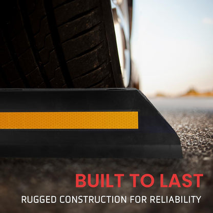 Vehicle Wheel Stops, Parking Aid, High-Density Rubber, Yellow Reflective