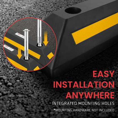 Vehicle Wheel Stops, Parking Aid, High-Density Rubber, Yellow Reflective