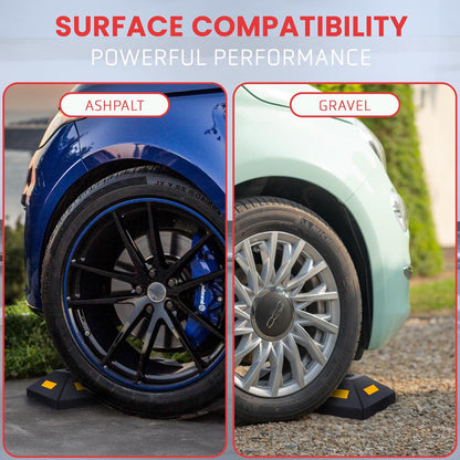 Vehicle Wheel Stops, Parking Aid, High-Density Rubber, Yellow Reflective