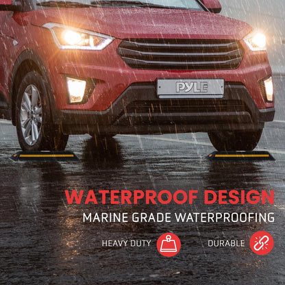 Vehicle Wheel Stops, Parking Aid, High-Density Rubber, Yellow Reflective