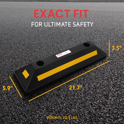 Vehicle Wheel Stops, Parking Aid, High-Density Rubber, Yellow Reflective