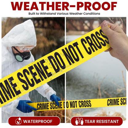 Crime Scene Tape Set, High Visibility, Polyethylene, Yellow, 656 ft