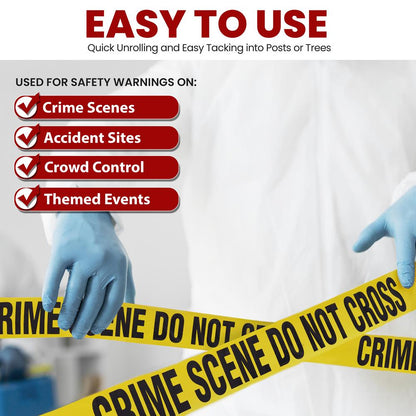 Crime Scene Tape Set, High Visibility, Polyethylene, Yellow, 656 ft