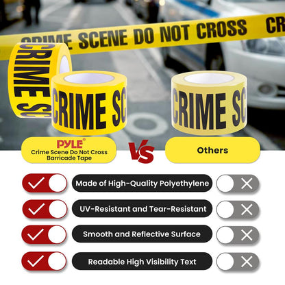 Crime Scene Tape Set, High Visibility, Polyethylene, Yellow, 656 ft