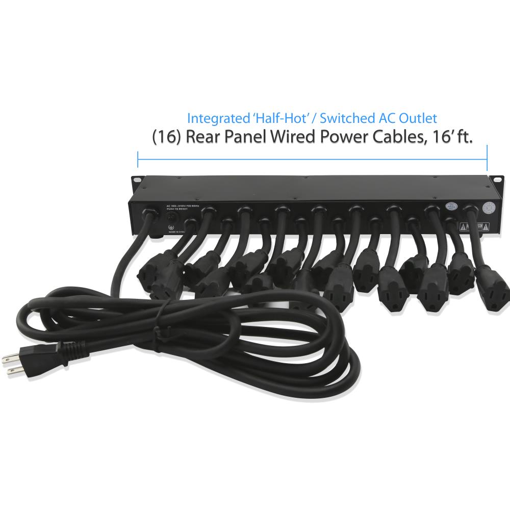 PYLE PCO-860 ラックマウント電源 パワーコンディショナー PDU 19-Outlet Rackmount PDU Surge Protector, USB Port, 15FT Cord