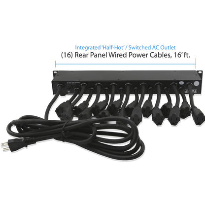 19-Outlet Rackmount PDU Surge Protector, USB Port, 15FT Cord
