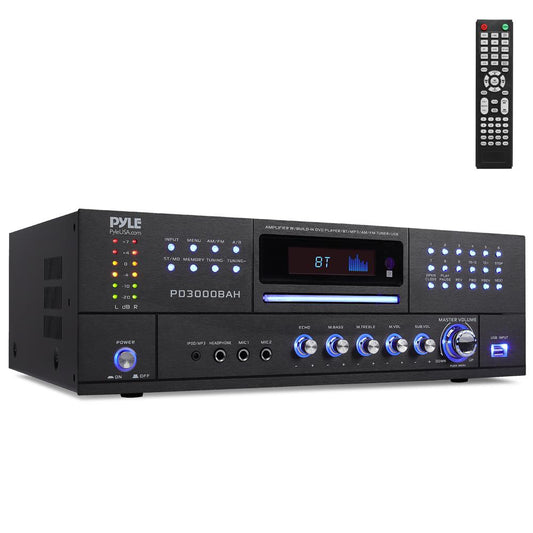 3000W 4-Channel Bluetooth Amplifier - Wireless Streaming, HDMI, USB, Rack Mount