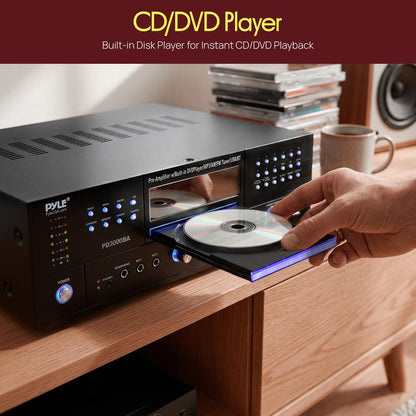 4-Channel Bluetooth Amplifier 3000W Peak, CD/DVD Player, FM Radio