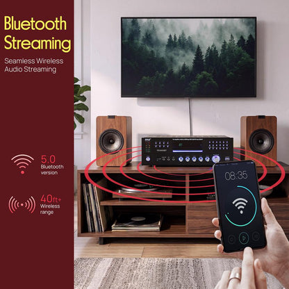 4-Channel Bluetooth Amplifier 3000W Peak, CD/DVD Player, FM Radio
