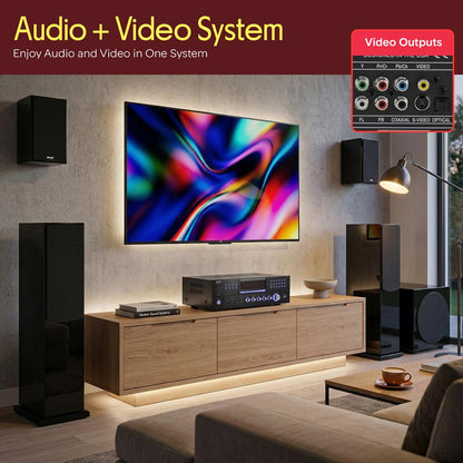 4-Channel Bluetooth Amplifier 3000W Peak, CD/DVD Player, FM Radio