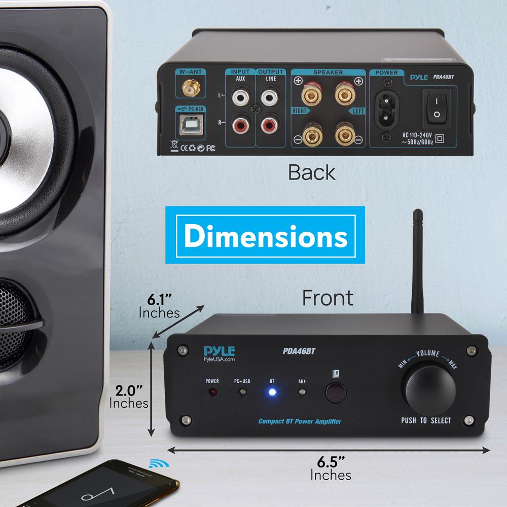 product image number 2 for Pyle 2-Ch. Pro Audio Desktop Stereo Amplifier