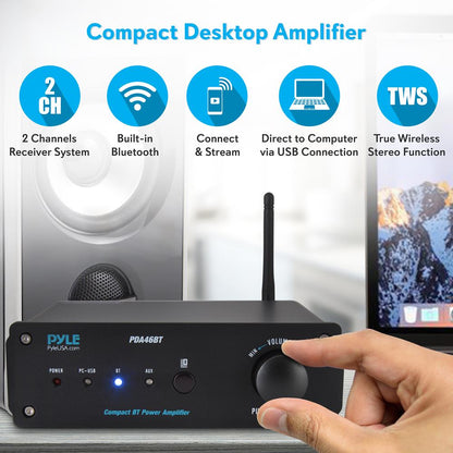 product image number 3 for Pyle 2-Ch. Pro Audio Desktop Stereo Amplifier