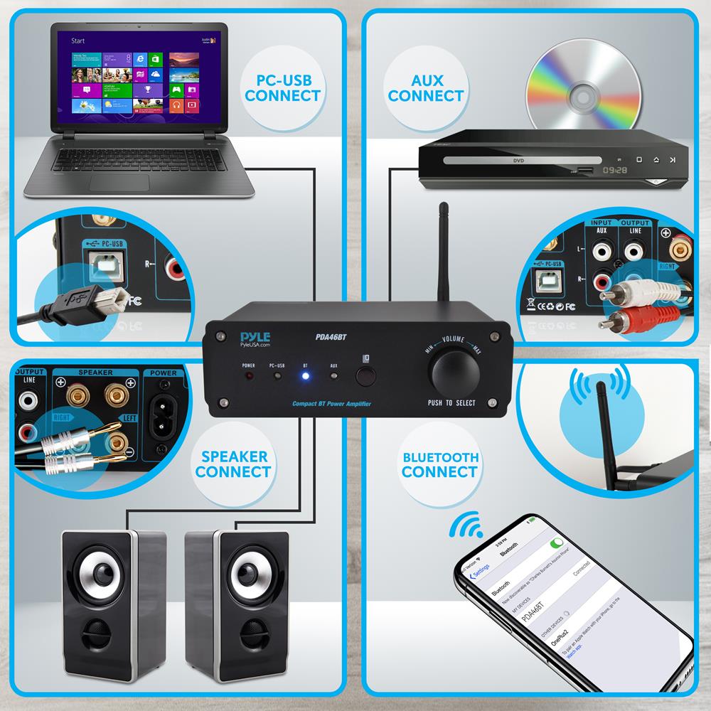 product image number 4 for Pyle 2-Ch. Pro Audio Desktop Stereo Amplifier