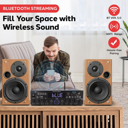 Bluetooth Stereo Amplifier 200W Wireless Streaming Optical/Phono/Coaxial