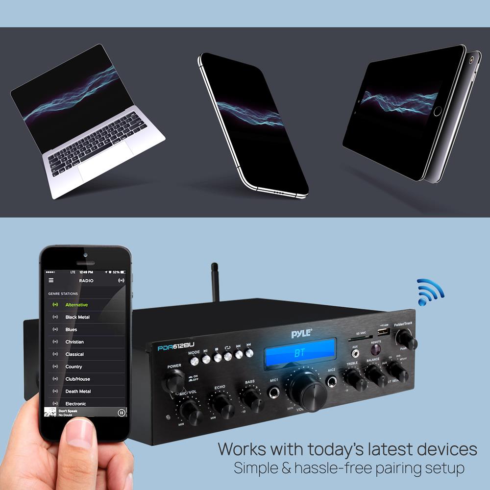Pyle Bluetooth Audio Versterker - Multi-Kanaals Home Cinema Stereo Pyle Bluetooth Audio Versterker - Multi-Kanaals Home Cinema Stereo