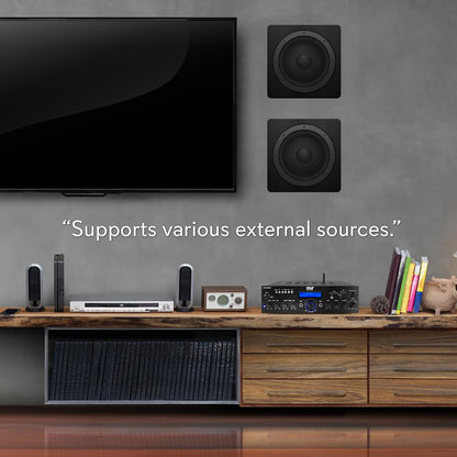 200W Bluetooth Stereo Amplifier - Wireless Streaming, Dual Channel, Compact