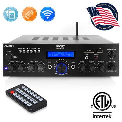 200W Bluetooth Stereo Amplifier - Wireless Streaming, Dual Channel, Compact