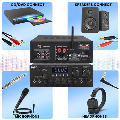 300W Compact Bluetooth Stereo Amplifier with FM & USB