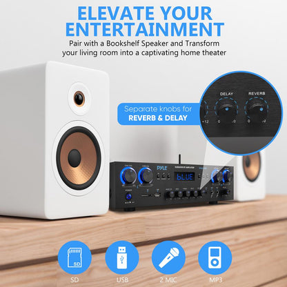 Bluetooth Home Theater Amplifier 800W 4-Channel Compact Design