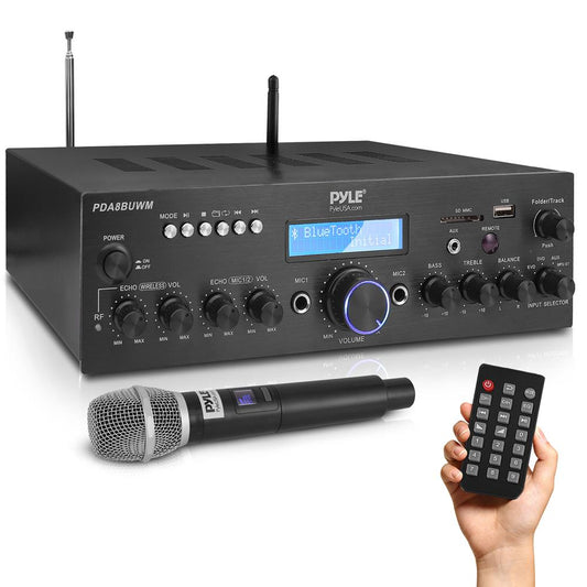 Wireless Microphone Amplifier 200W Bluetooth Streaming Dual Mic Inputs