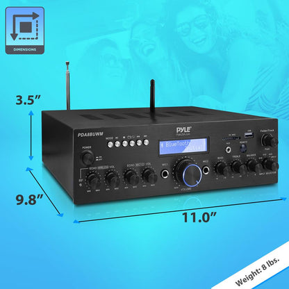 Wireless Microphone Amplifier 200W Bluetooth Streaming Dual Mic Inputs