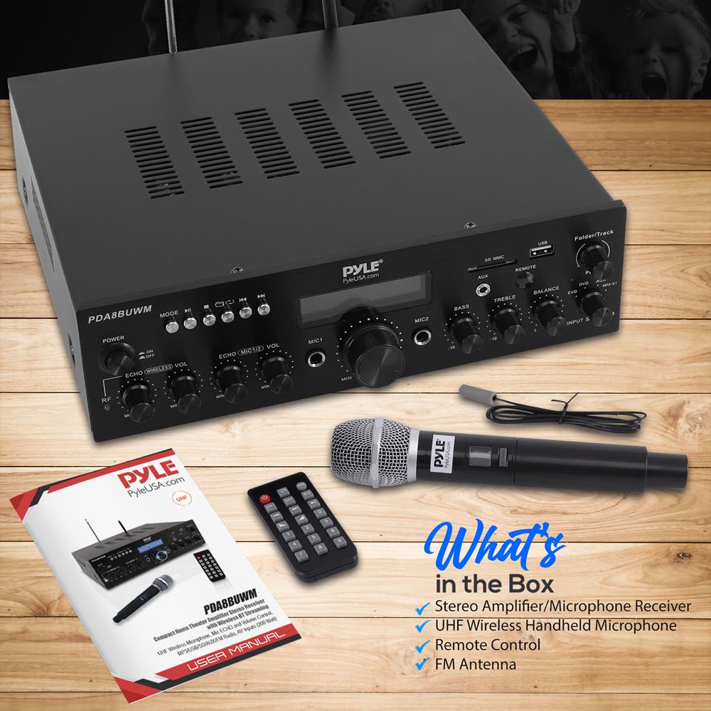 Wireless Microphone Amplifier 200W Bluetooth Streaming Dual Mic Inputs - Thumbnail 3