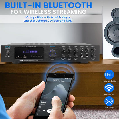 5-Channel Bluetooth Audio Amplifier, Wireless Streaming, VFD Display