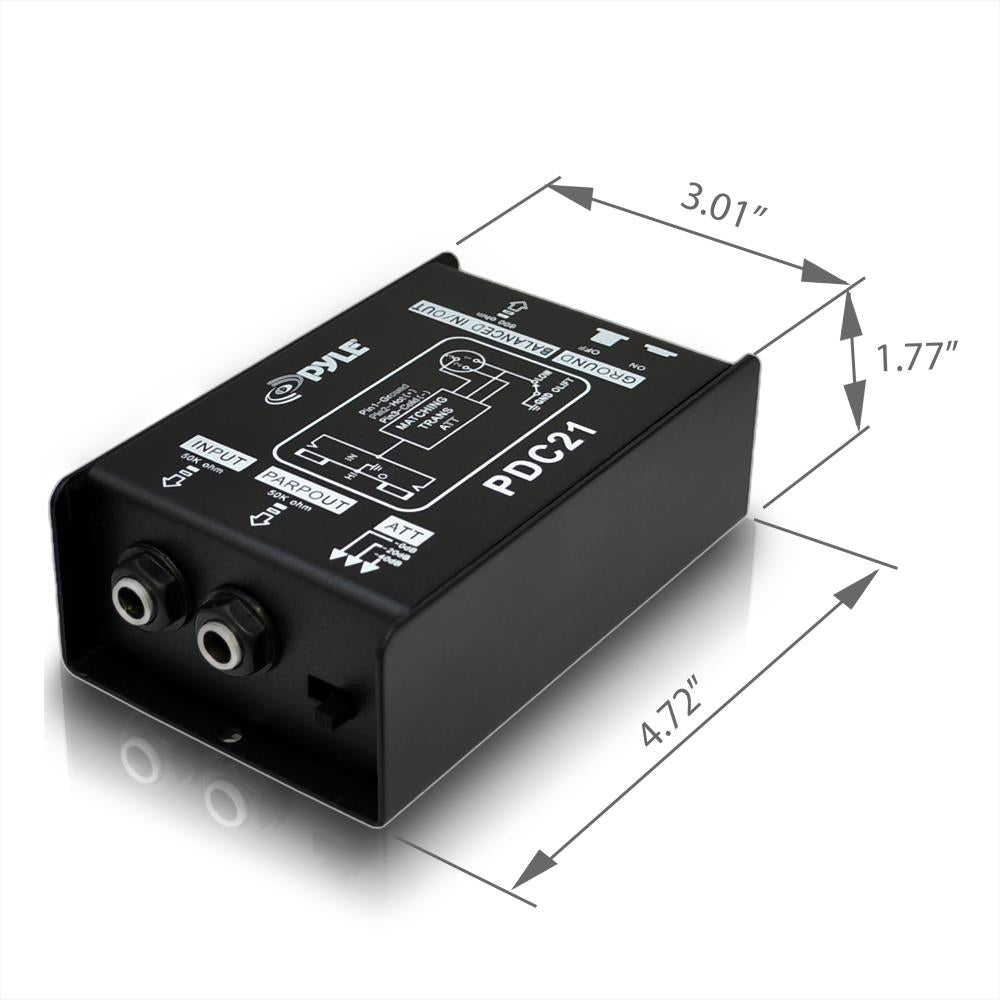 Direct Injection Audio Box - Hum Eliminator, Steel Chassis, 1/4