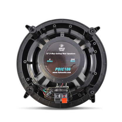 10" Ceiling Wall Speakers Pair, Full Range Sound, Flush Mount, 300W