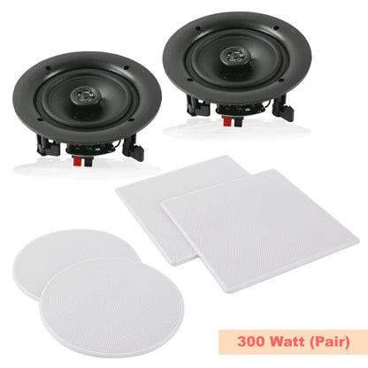 10" In-Wall/Ceiling Speakers 300W Stereo Sound Polypropylene Cone
