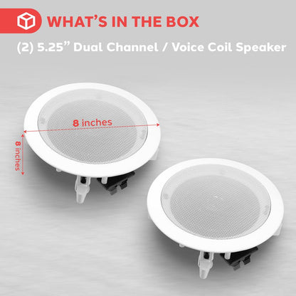 5.25" In-Wall Ceiling Speakers 150W Polypropylene Cone White