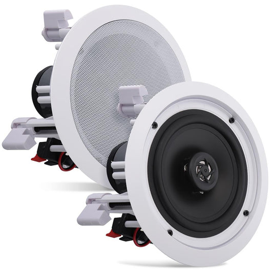 6.5" In-Wall Ceiling Speakers 200W Stereo Sound Polypropylene Cone White