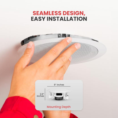 5.25" Ceiling Speakers Pair, 2-Way Stereo, Flush Mount, 150W, White