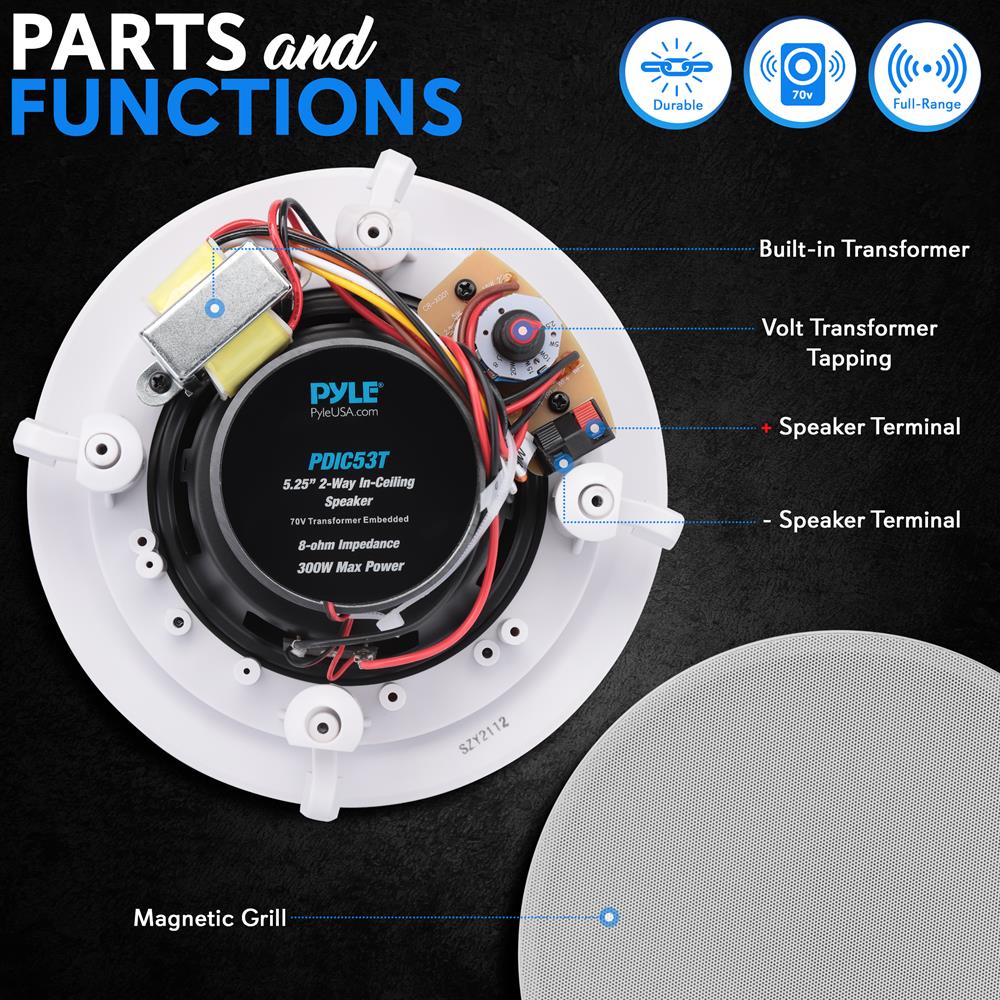 product image number 2 for Pyle 5.25’’ In-Wall / Ceiling Speakers
